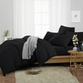 thumbnail image 2 of SGI Bedding 3 Piece Cotton Duvet Cover Black Solid 600 Thread Count Queen, 2 of 7