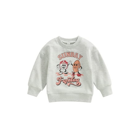 

Bagilaanoe Toddler Baby Girl Boy Oversized Sweatshirt Long Sleeve Letters Rugby Print Pullover 12M 18M 24M 3T 4T 5T Kids Fall Loose Tee Tops