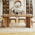 thumbnail image 3 of Tribesigns 63" Dining Table, Rustic Wood Dinner Eating Table for Kitchen, Dining Room, Walnut, 3 of 5
