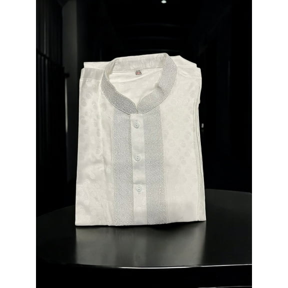 White Classic Comfort: Boys Cotton Kurta, Traditional Cultural Wear