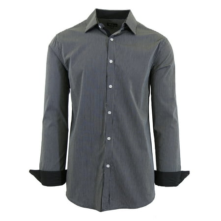 GBH Mens Long Sleeve Slim Fit Pinstripe Dress Shirts GBH Mens Long Sleeve Slim Fit Pinstripe Dress Shirts