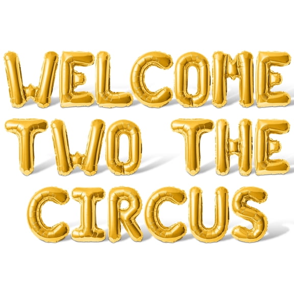 Letter Balloons - WELCOME TWO THE CIRCUS 16" Inch Alphabet Letters Foil Mylar Balloon 2nd Birthday Party Banner (Gold)