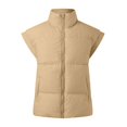 thumbnail image 4 of AOMPMSDX Women's Outerwear Vests Women Winter Oversized Vest Lightweight Stand Collar Flysleeve Insulated Padded Puffy Jackets Coat With Pockets S Khaki, 4 of 5