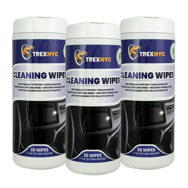 TrexNYC Cleaning Wipes - Interior Car Wipes, All-In-One Interior Cleaner, 3  Pack 