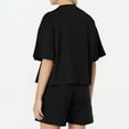 thumbnail image 7 of 2 Piece Athletic Outfit Sets for Women Crewneck Short Sleeve Casual Summer T Shirt and Shorts Suits Solid Color Gym Running Workout Set, 7 of 7