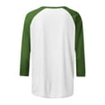 thumbnail image 6 of Htigea Raglan 3/4 Sleeve Tops for Women Trendy Patchwork Pullover Tee Crewneck Baseball Sport Tshirt Army Green,3XL, 6 of 7