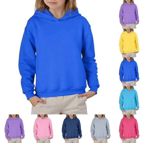 UDAUDU Hoodies for Teen Girls Boys Trendy 2026 Long Sleeve Causal Pullover Tops Fall Winter Cute Hooded Sweatshirt Tween Girl Clothes Royal Blue 9-10 Years