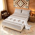 thumbnail image 2 of Manfei Southwestern Aztec Bed Sheets, Bohemian Brown Beige Fuul Size Sheets, Reversible 4 Pieces1 Flat Sheet + 1 Fitted Sheet + 2 Pillowcases, 2 of 6