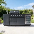 thumbnail image 3 of Daheat Outdoor Kitchen Island Black Stainless Steel with Sink & 46-Inch 4-Burner 72000 BTU Grill, Wine Cooler, Refrigerator, Rotisserie Kit & Granite Countertops, 3 of 11