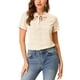 thumbnail image 1 of BLUSA IMPRESA DE MANGA CORTA CON LAZO EN EL CUELLO PARA MUJERES CHIC S BEIGE-FLORAL, 1 of 6