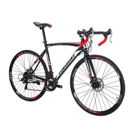 Eurobike Road bike JD-XC550 for Mens 54cm Bicycle 700C Aluminium Wheel 21 Speed Dual Disc Brake Commuter Bicycles Adult Black Red
