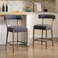 thumbnail image 3 of Dayalane 26.5" Counter Height Barstools Set of 2, Modern Farmhouse Bar Stools with Curved Back and Rubberwood Frame Upholstered Linen Kitchen Stool for Counter Bar Island Bar Pub, Charcoal, 3 of 12