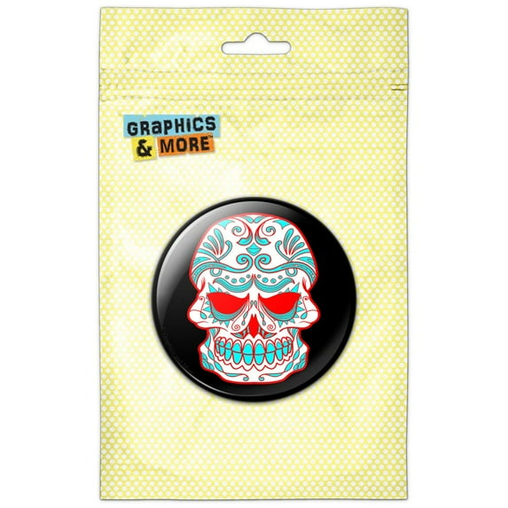 Mexican Day of the Dead Skull Pinback Button Pin Badge
