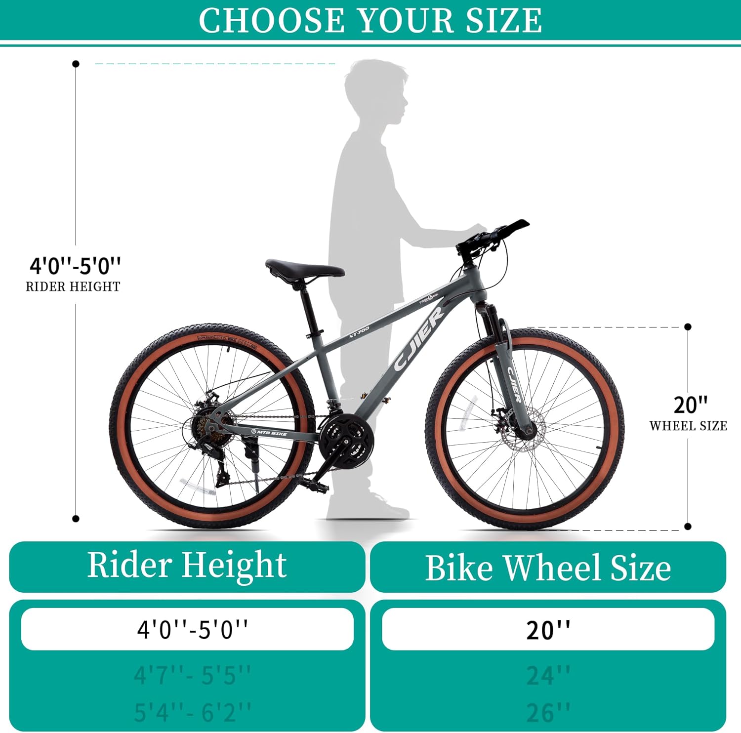 20 inch Kids Mountain Bike, DEYGIA 21 Speed MTB with Internal Cable Routing, Suspension Fork, Dual Disc Brakes - 2.125'' Tires, Easy Assembly