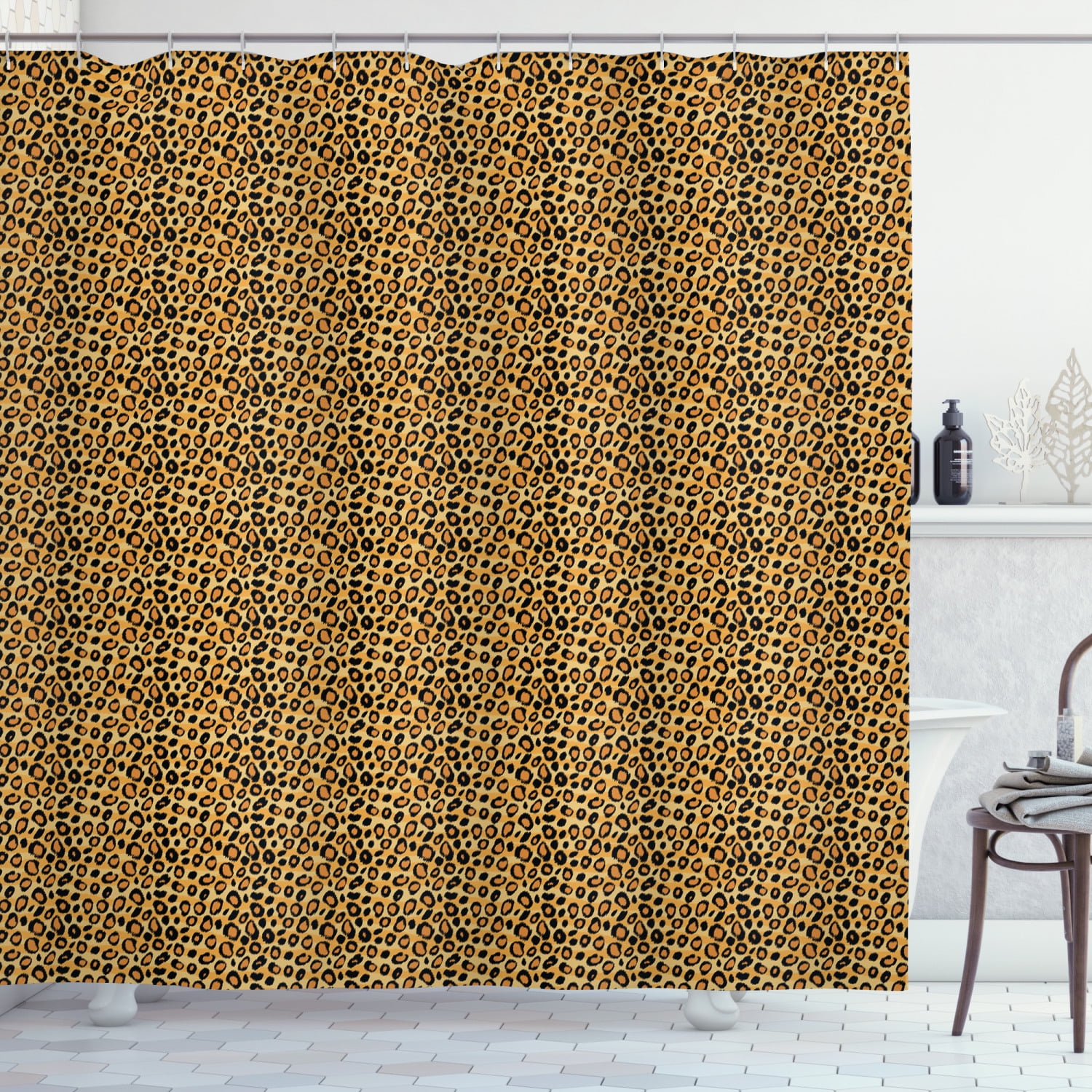 Leopard Print Shower Curtain Spotty, Jungle Print Shower Curtain