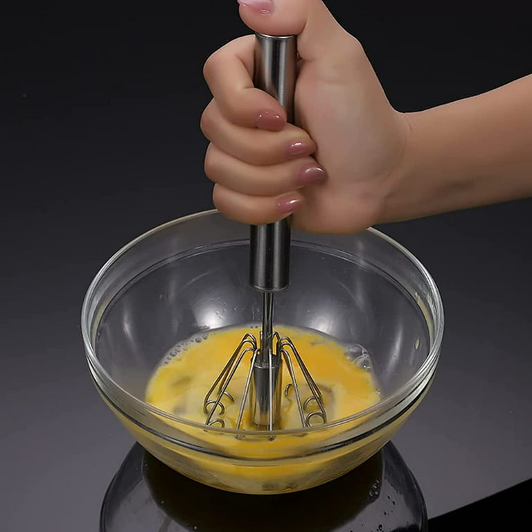  Stainless Steel Egg Whisk, Hand Push Rotary Whisk