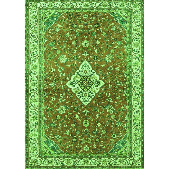 Ahgly Company Indoor Rectangle Medallion Green Traditional Area Rugs, 3' x 5'