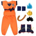 thumbnail image 4 of Disfraces de Halloween para adultos y niños, Son Goku, Gui, carnaval, Anime, Cosplay, fiestas, peluca con cola, azul y dorado, para niños, 4 of 5