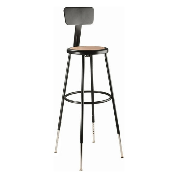 32"-39" Height Adjustable Heavy Duty Steel Stool with Backrest - Masonite Wood