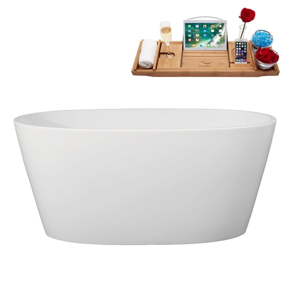 51" Streamline B-252-42-BBR Soaking Freestanding Tub and Tray With Internal Drain in Brushed Brass