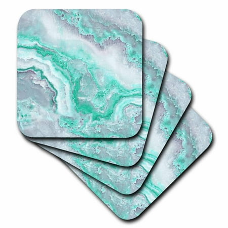 

Image of Trendy Luxury Aqua Mint Quartz and Gray Gemstone Agate Geode set of 8 Coasters - Soft cst-275123-2