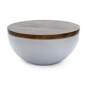 HomeStock Global Greatness Gray And Brown Mgo Round Coffee Table, Indoors And Outdoors