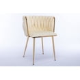 thumbnail image 3 of Velvet Dining Chairs Set of 2,Upholstered Accent Chairs with Gold Metal Legs and Curved Back,Comfy Leisure Chair Vanity Armchair for Dining Room Kitchen Vanity Living Room,Ivory, 3 of 7