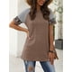 thumbnail image 3 of Adibosy Camisas de manga corta para mujer: Camiseta casual de verano con estampado de leopardo - Blusas tipo túnica con cuello redondo para mujer Caqui L, 3 of 5