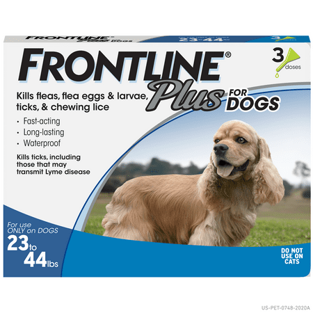 FRONTLINE Plus for Medium Dogs (23-44 lbs) Flea and Tick Treatment, 3 Doses