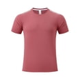 thumbnail image 5 of PLHWHYQ Men's Crew Neck Moisture Wicking Workout Shirts, Lightweight Short Sleeve Athletic Running Gym Performance Activewear Tops Pink XXL, 5 of 6