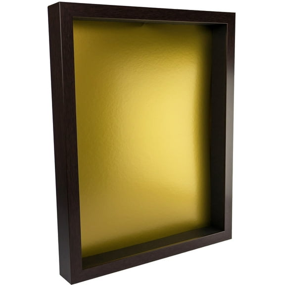 18x24 Shadow Box Frame In Brown With A 1 3/4" Usable Depth Includes Gold Acid-Free Backing, UV