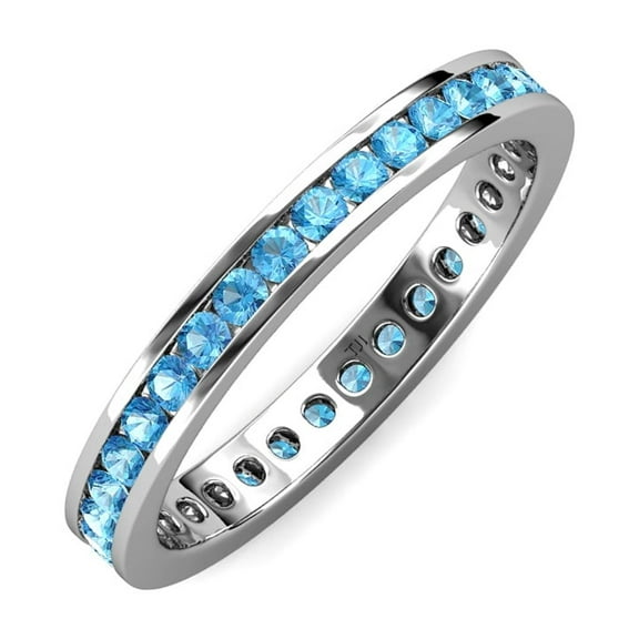 TriJewels 1.50 ctw Round Blue Topaz (2.70 mm) Eternity Band in 10K Gold