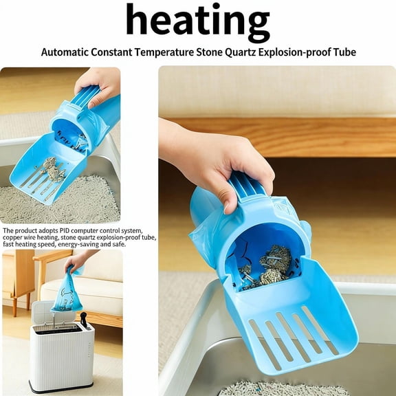 Portable Cat Litter Scoop Kit with Waste Bags Removable Scooper for All Cats Durable & Reusable for & Travel(Blue)