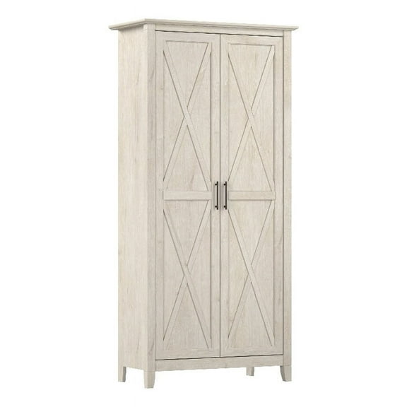 Key West Tall Bathroom Cabinet with Doors in Linen White Oak - Engineered Wood