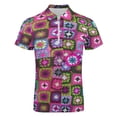 thumbnail image 4 of Crochet Blanket Granny Square Vintage Men Zipper T-shirt Summer Casual Short Sleeve T-shirt Top, 4 of 7