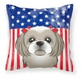 thumbnail image 2 of Carolines Treasures BB2179PW1818 American Flag & Chocolate Brown Shih Tzu Fabric Decorative Pillow, 18 x 3 x 18 in., 2 of 2