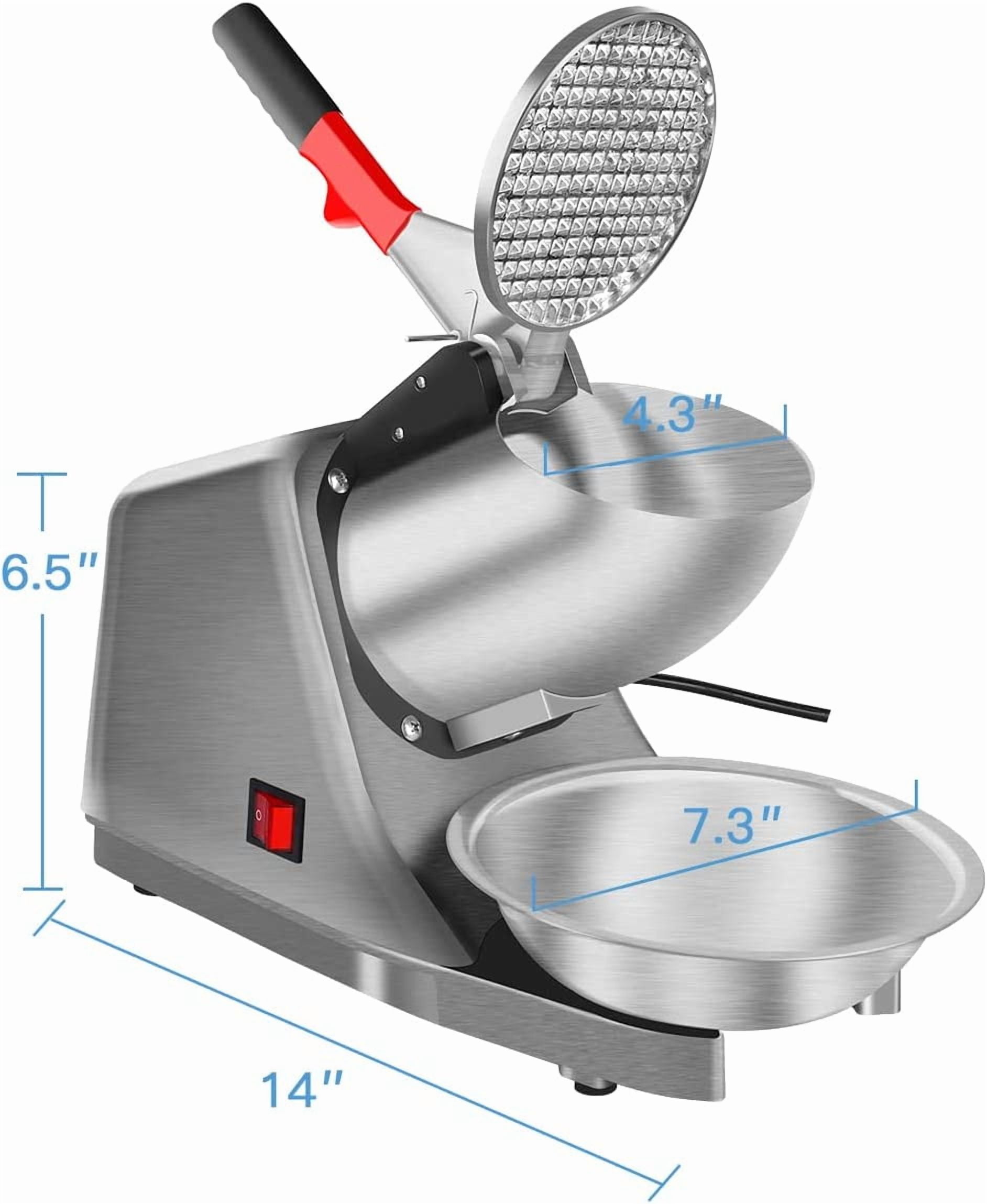Snow Cone Machine Shaved Ice Machine Ice Crusher with Stainless Steel Blade Kitchen Electric for Shaved Ice and Snow Cone (300W 2000r/min) Also Comes with a Free Ice Pick and Ice Cube Tray