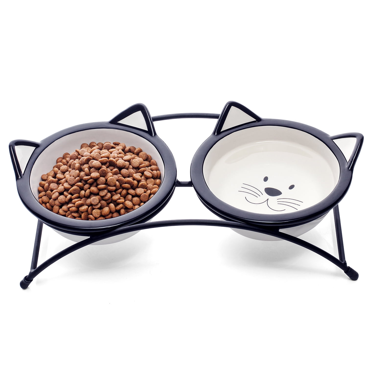 Y YHY 12 oz Cat Bowls Set, Ceramic Elevated Pet Dishes with Stand