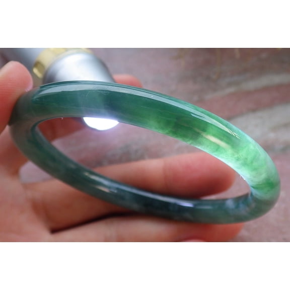 Certified Icy Green Pale Lavender Burma 100% Natural A JADE Jadeite Circle Bangle Bracelet 57 mm 647971 TN