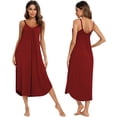 thumbnail image 2 of Popvcly Women's Sleeveless Long Nightgown Summer Full Slip Sleep Dress Soft Nightshirt Loose Chemise Sleepwear Lounge Dresses,Wine Red XL, 2 of 7