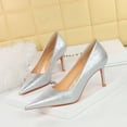 thumbnail image 5 of Zapatos de novia de tacón alto ajustados de primavera y otoño para mujer, de moda, clásicos, de un solo tacón, para boda, 5 of 5