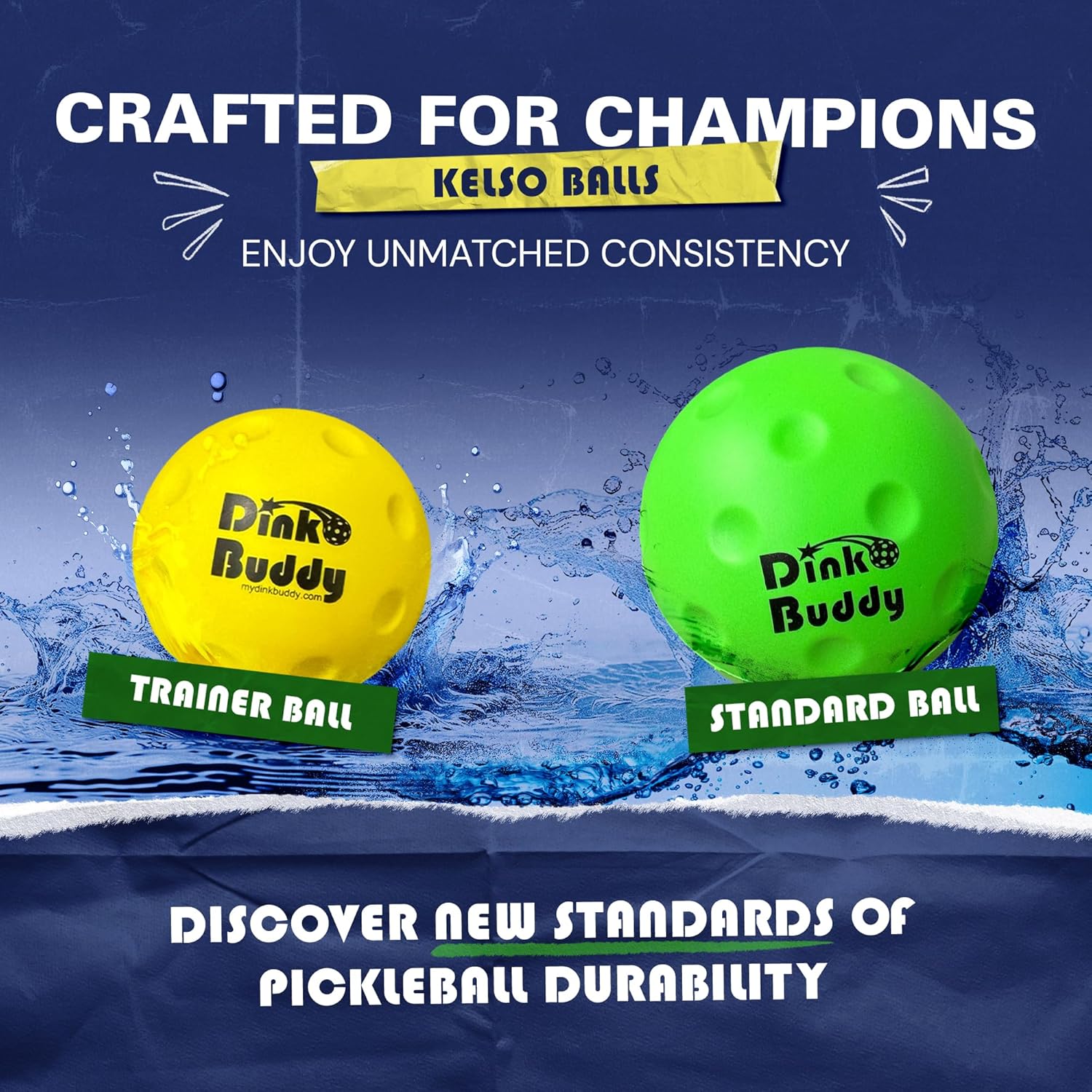 Dink Buddy - Trainer Kelso Pickleball, PU Foam Pickleball Balls for Reduced Noise, Enhances Hand-Eye Coordination, Indoor & Outdoor Use, Trainer 8-Pack 67-mm Lemon Yellow Balls