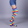 thumbnail image 4 of Women Girls Fancy Rainbow Colorful Stripes Over Knee Long Socks Cospla, 4 of 15