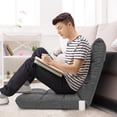 thumbnail image 4 of Gymax Chaise de Sol Réglable à 14 Positions, Chaise Longue de Jeu Paresseuse Pliable, Gris, 4 of 10