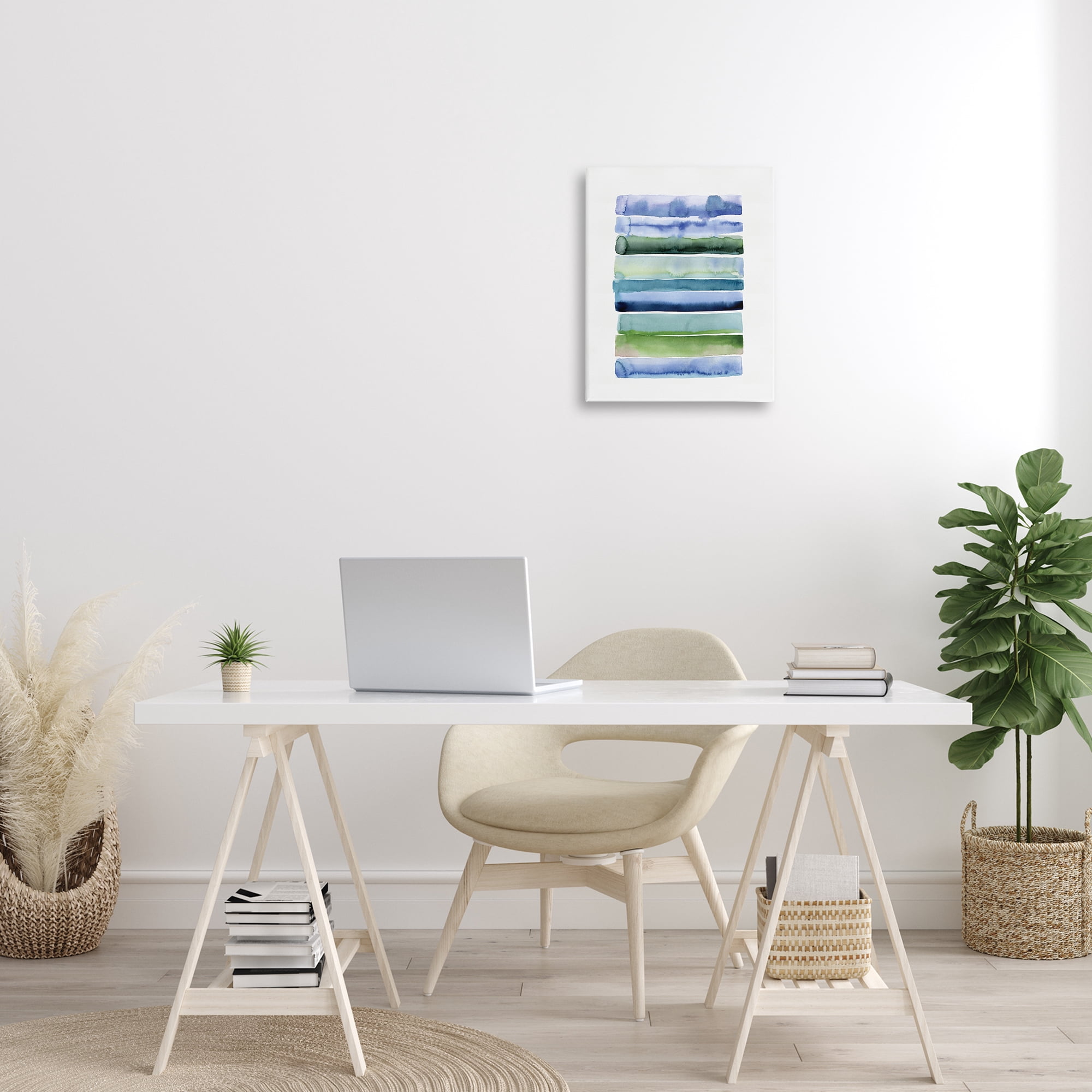 Stupell Industries Green & Blue Ombre Stripes Abstract Painting Gallery Wrapped Canvas Art Print Wall Art, 16 x 20