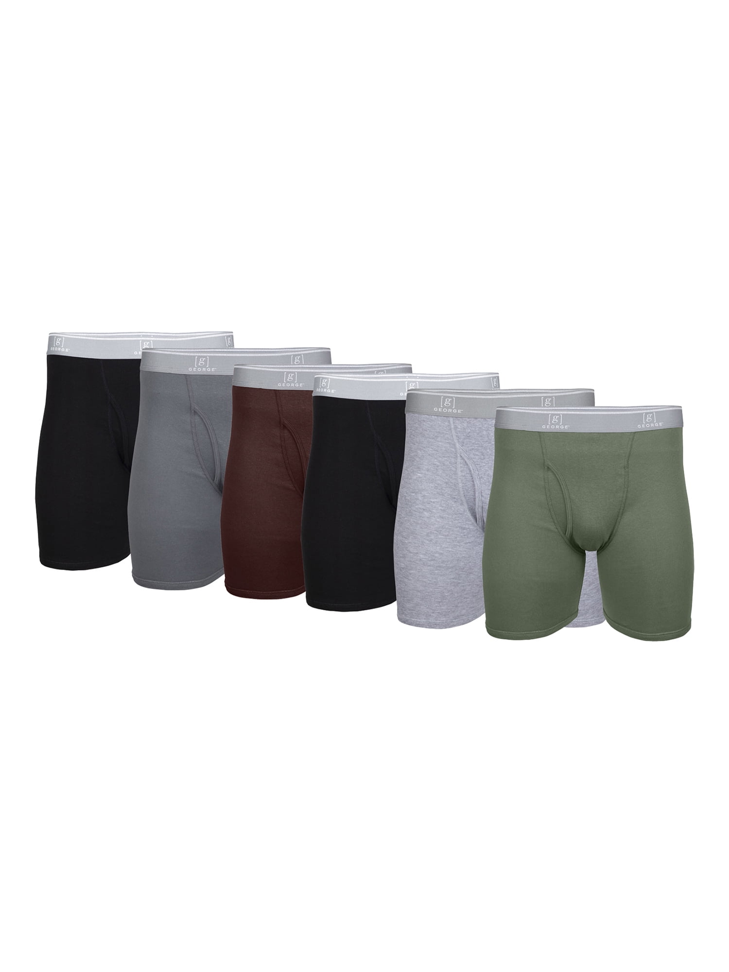 George Men's Regular Leg Boxer Briefs, 6-Pack