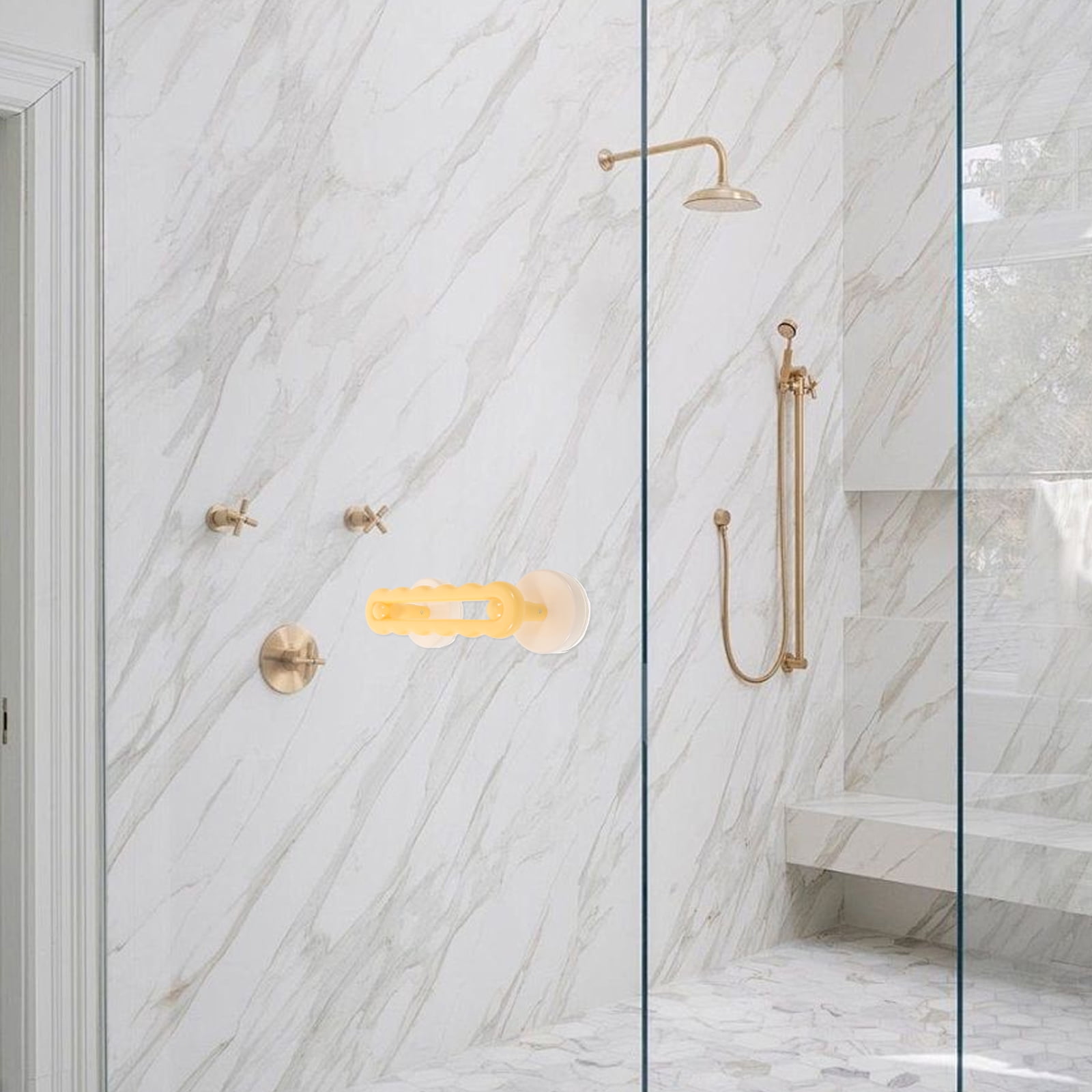 ELAYARD Set of 2 Adjustable Cup Bath Grab Bars for Secure, No-Drill Installation and Enhanced Bathroom Safety