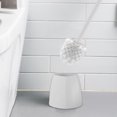 thumbnail image 6 of Modern Toilet Brush with Hard Bristles | Long Handle Bathroom Cleaning Brush | Beige/White Plastic Bowl Cleaner | 15.55" Ergonomic Designs | Includes Stabilizing Base, 6 of 6