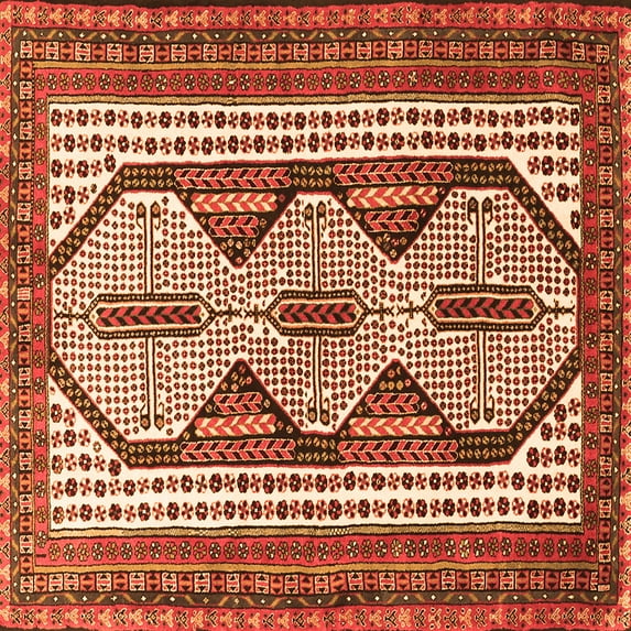 Ahgly Company Indoor Square Persian Orange Traditional Area Rugs, 5' Square