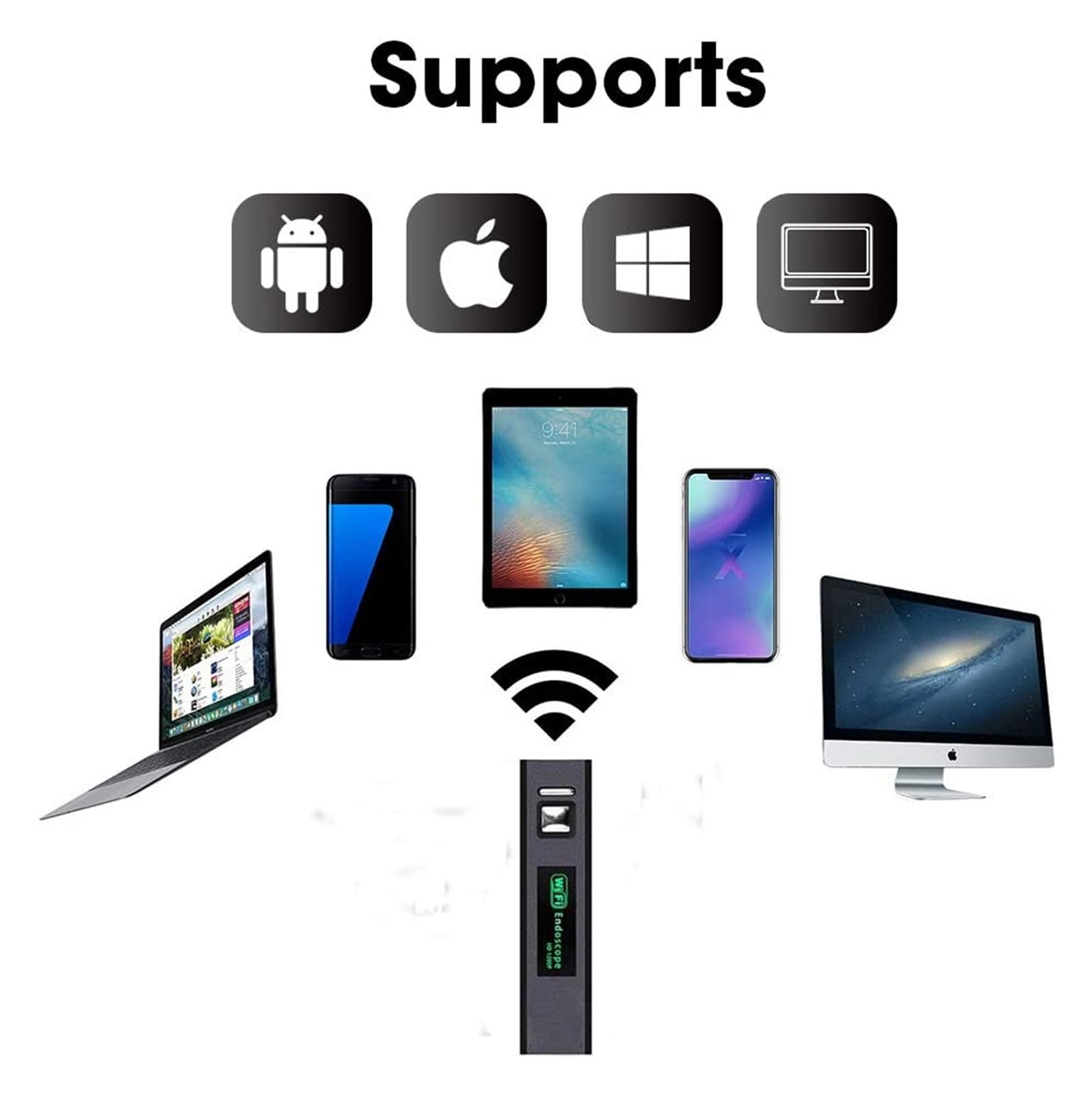 Wireless Snake Camera 1200P 3.9mm WiFi Inspection Camera HD Endoscope With 6 LED Rigid Cable Borescope , User-Friendly Borescopes